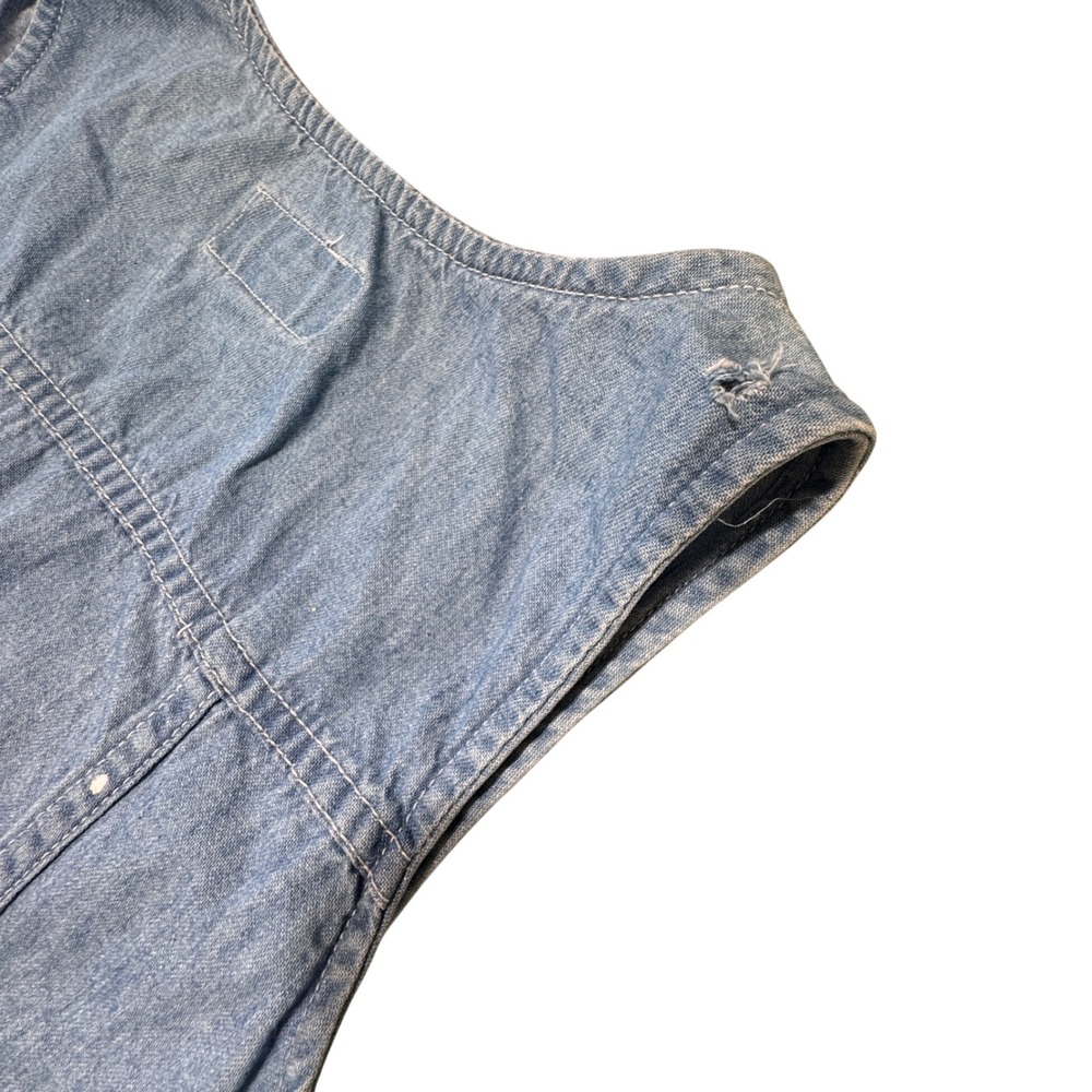VTG Sostanza Denim Dress Women Size Medium Blue Sleeveless Button Front Indie - Picture 7 of 8